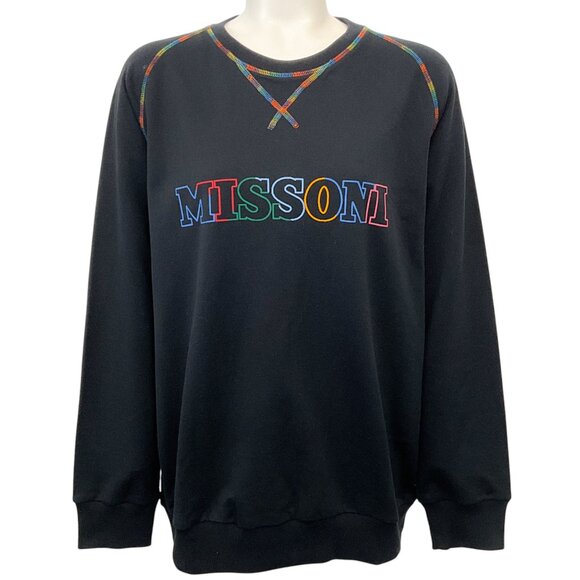 Missoni Mare Black Sweatshirt with Multicolor Logo - Picture 1 of 4